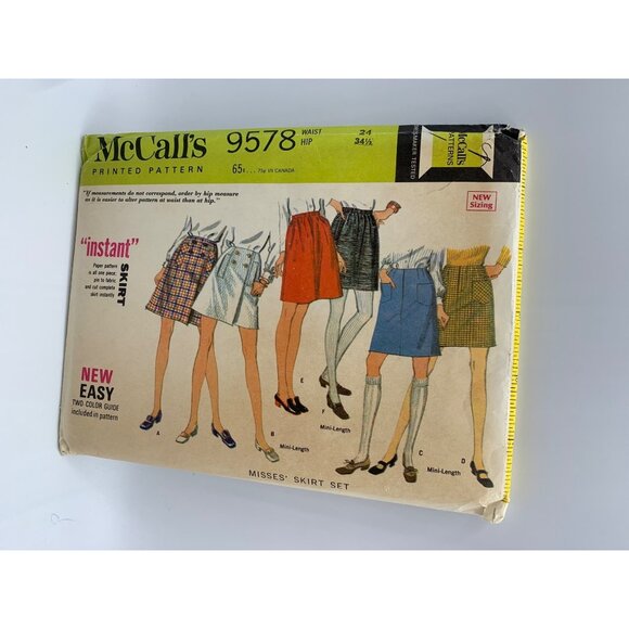 McCall's Misses Skirt Sewing Pattern Waist 24 9578 - uncut - Picture 1 of 2
